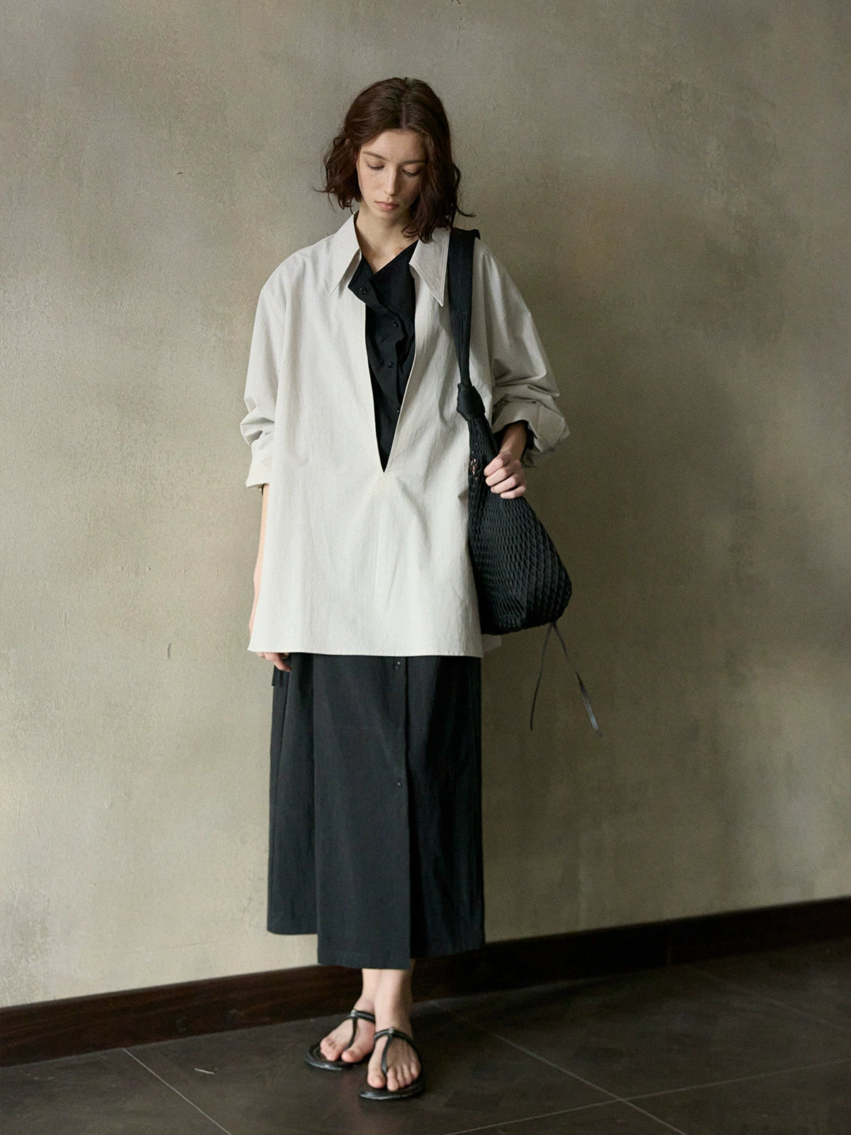 Summer simple and casual denim belted skirt made of Tencel, featuring soft drawstring waistband and full-length dress design